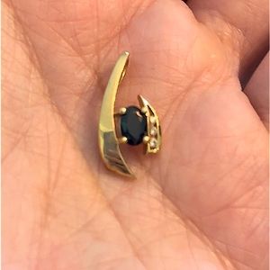 Sapphire and diamond 14kt gold pendant/charm